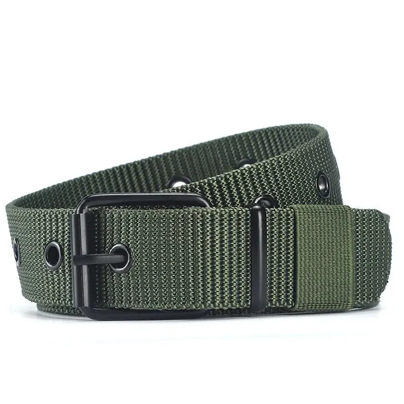 Men's Belt Porous Canvas Pin Buckle Leather Belt Outdoor Sports Belt Women's Trendy Eyelet Belt With Jeans Belt For Men Women