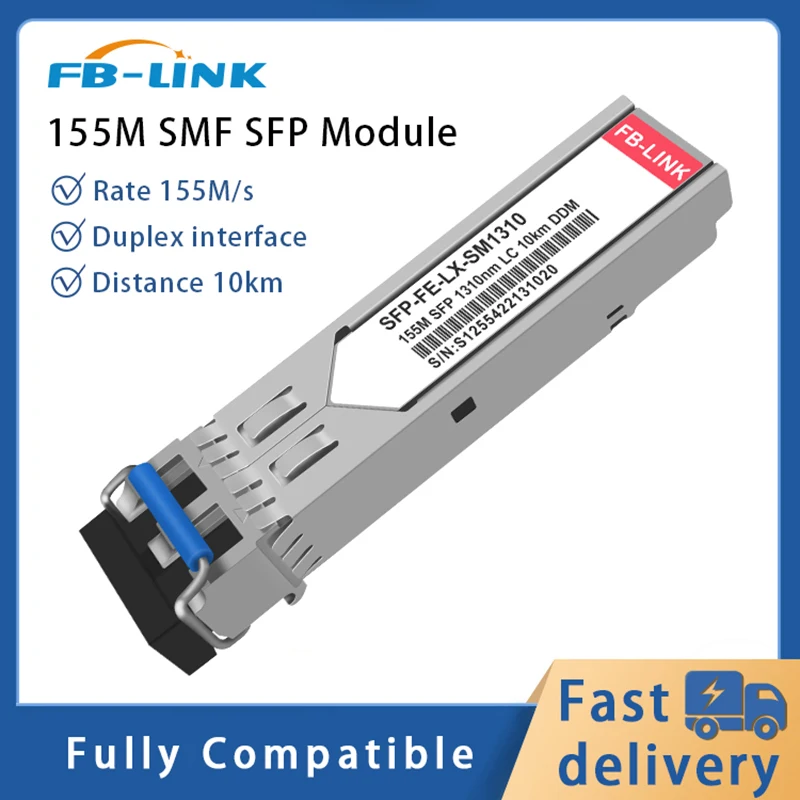 155M LX 1310nm 10km Moduł SFP Duplex LC Transceiver Moduł światłowodowy dla Cisco Mikrotik ubiquiti Mellanox Ethernet Switch