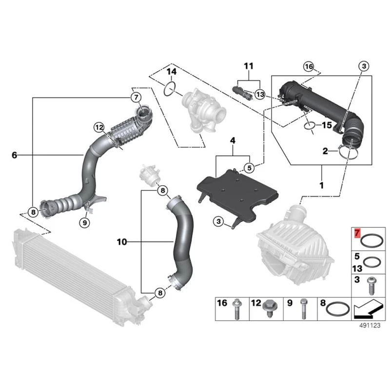 Turbine Air Hose O Ring Seal 11618506782 11617801968 for BMW 2 7 8 Series F44 G11 G16 X1 F48