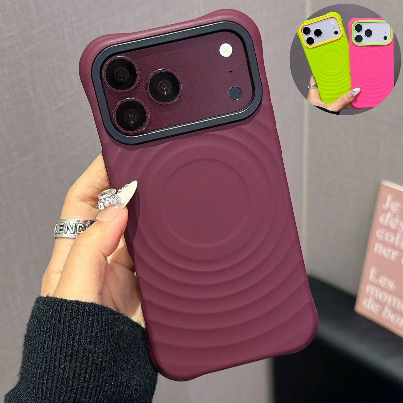Water Ripple Pattern Cover Funda For iPhone 18 Pro Max Magnetic Case For iPhone 17 ProMax 16ProMax Double Color Phone Case