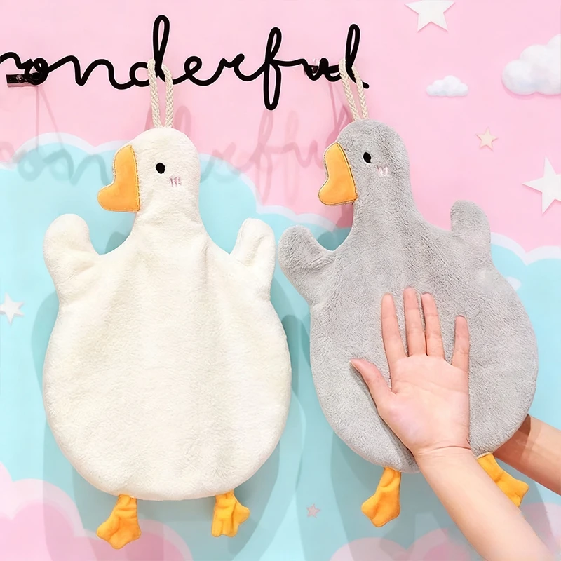 

2PC Big Goose Penguin Hand Towels Cute Hanging Type Absorbent Towels Quick Drying Household Cloths For Kitchen Bathroom Toilet