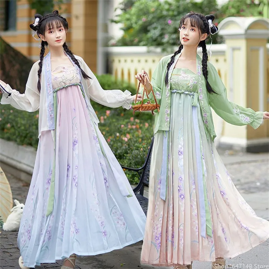 Vestido Hanfu Chinês Tradicional para Mulheres, Princesa Antiga Cosplay, Vestido de Dança Hanfu, Palco