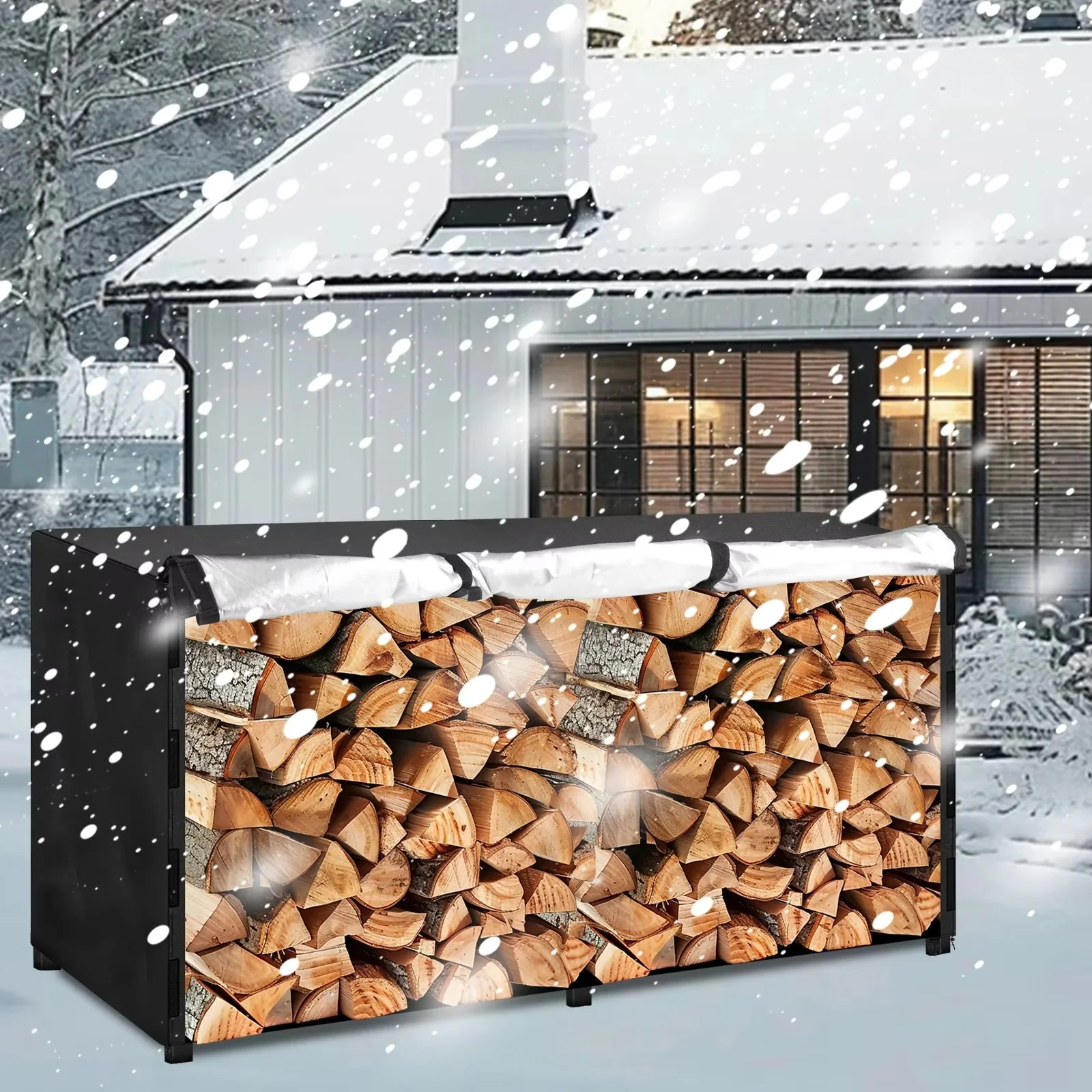 

Чехол для дров, водонепроницаемый, ветро- и снегозащитный, для хранения дров на открытом воздухе, для патио, сада, двора, из ткани Оксфорд.