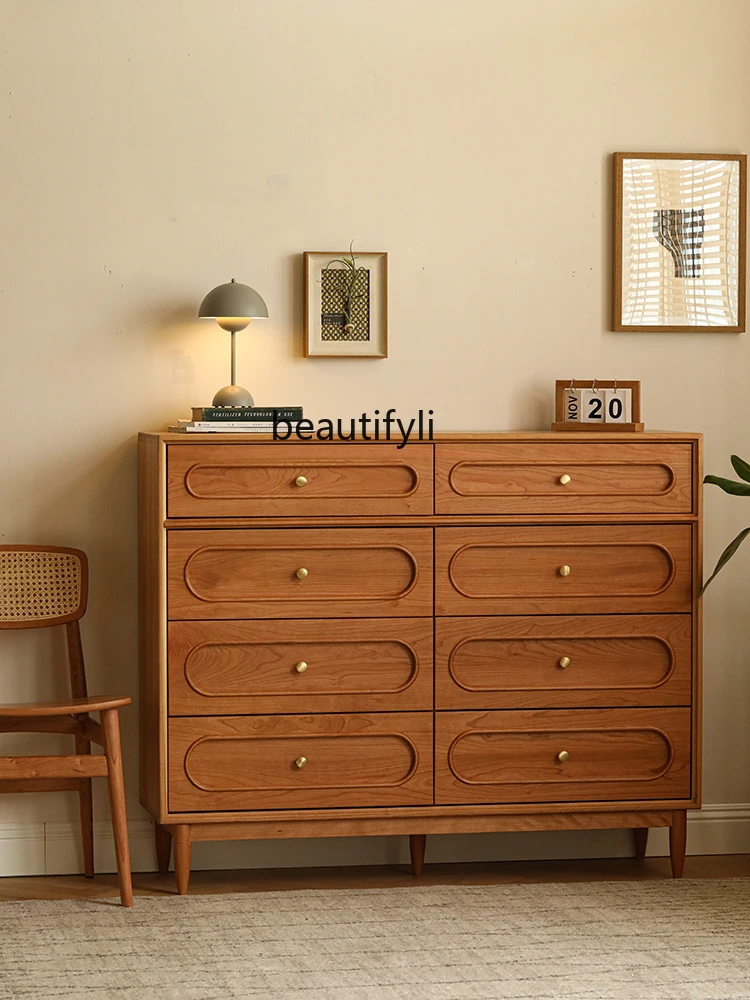 North America Cherrywood Storage Chest of Drawers All Solid Wood Logs Chest of Drawer Simple Nordic Furniture