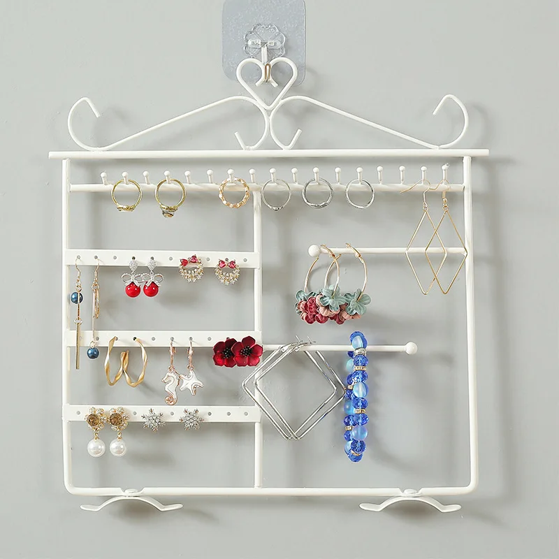 Metal Earring Organizer Household Wall Hanging Necklace Rack Ear Clip Jewelry Display Rack Ear Stud Bracelet Holder