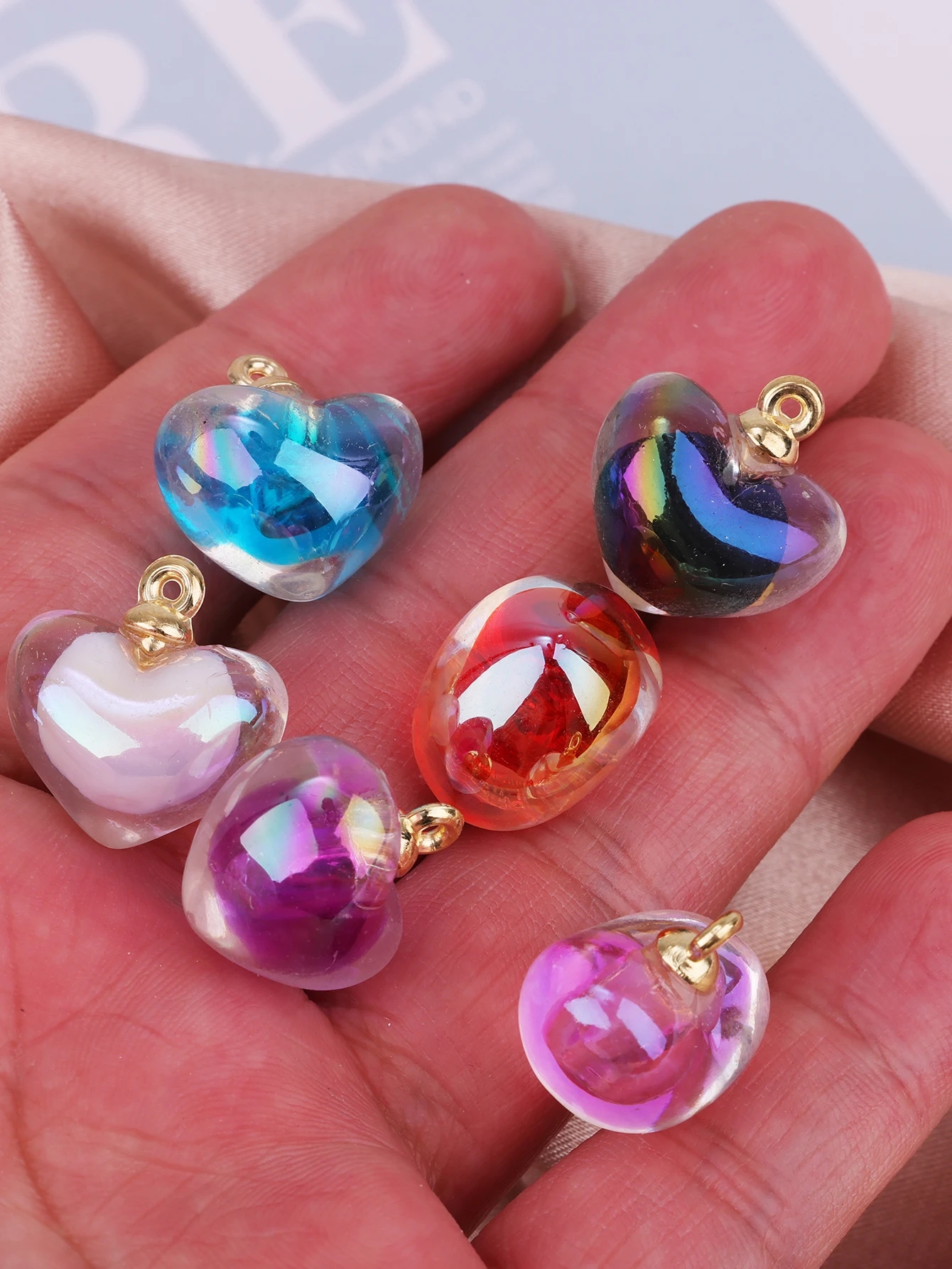 10pcs 18*19mm plated color AB acrylic Love pendant Bead heart type pendant accessories diy necklace earrings car pendant