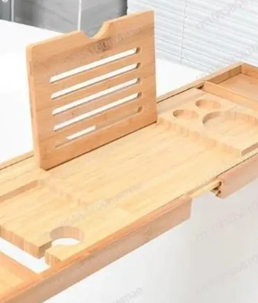 

Многофункциональный телескопический аксессуар для ванны | Бамбуковая подставка для полотенец, планшетов и телефонов (черный/белый цвет)