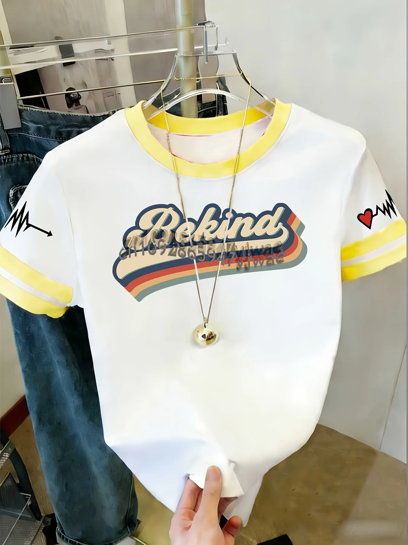 2026 Damen Herren Übergröße Kurzarm BE KIND Print T-Shirt Mädchen Rundhals-Tee Outdoor-Sport Übergrößen Damenbekleidung – Detail 8