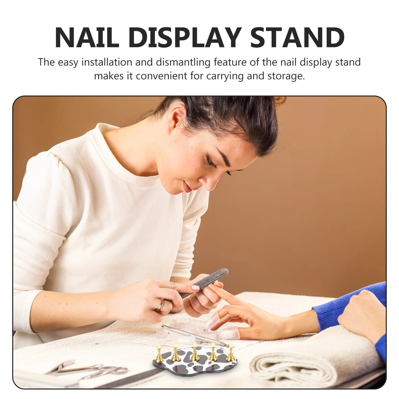 

2Sets Nail Art Practice Stand Acrylic Fake Nail Tips Holder Easy Install Stable Display Practice Tool