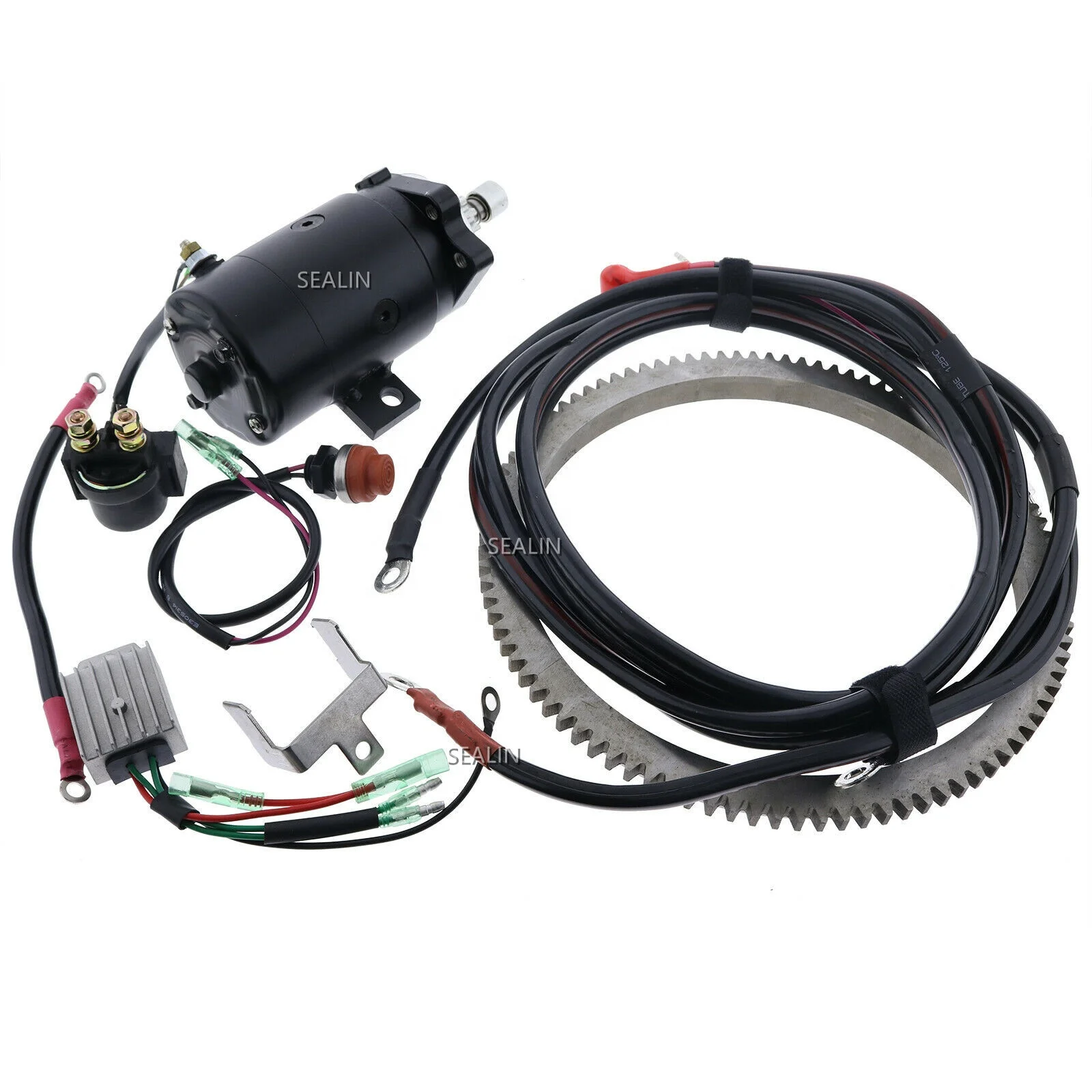 Electric Start Motor Kit Flywheel for Yamaha Outboard E48CMH 48HP Enduro 2 Stroke PARSUN HIDEA PIONEER JIANHANG T48 M48& MORE