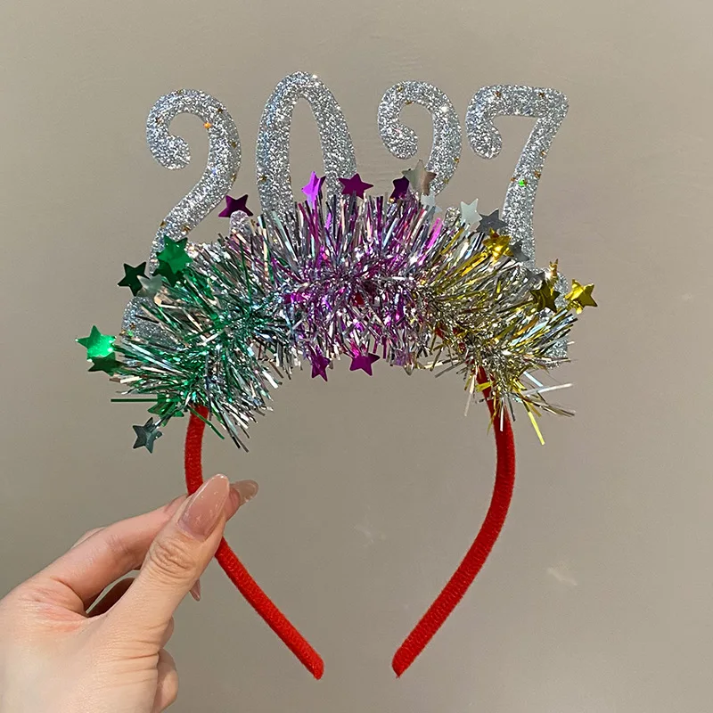 New Year Headband Soft Holiday Party Headband 2027 Headband Creative Christmas Hair Hoop For Holiday Celebrations Photo Props