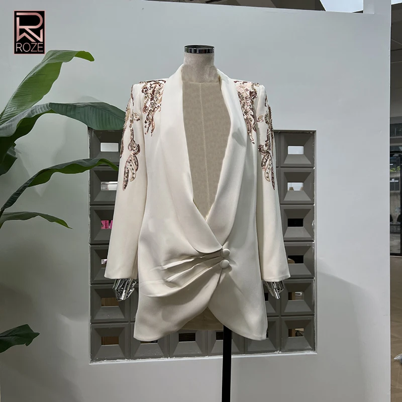 

Блейзер-туника для похудения со сращенными бриллиантами для женщин, модный пиджак с лацканами и длинными рукавами в стиле пэчворк, женский модный стиль, новинка