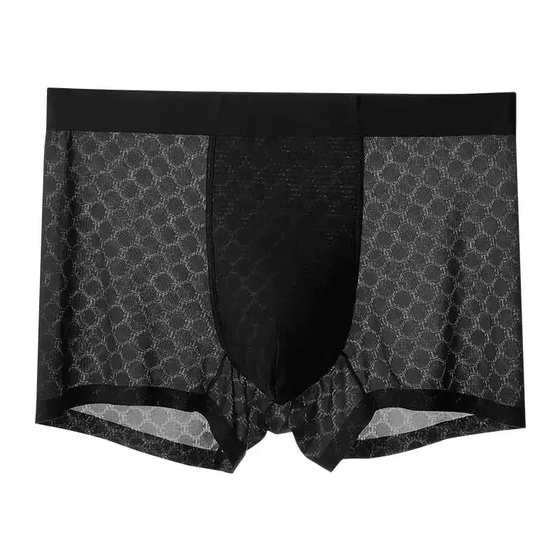 

5PCS Ice silk underwear, men's briefs, summer thin, breathable, four-cornered trouser cuffs, seamless briefs, men's short trouse