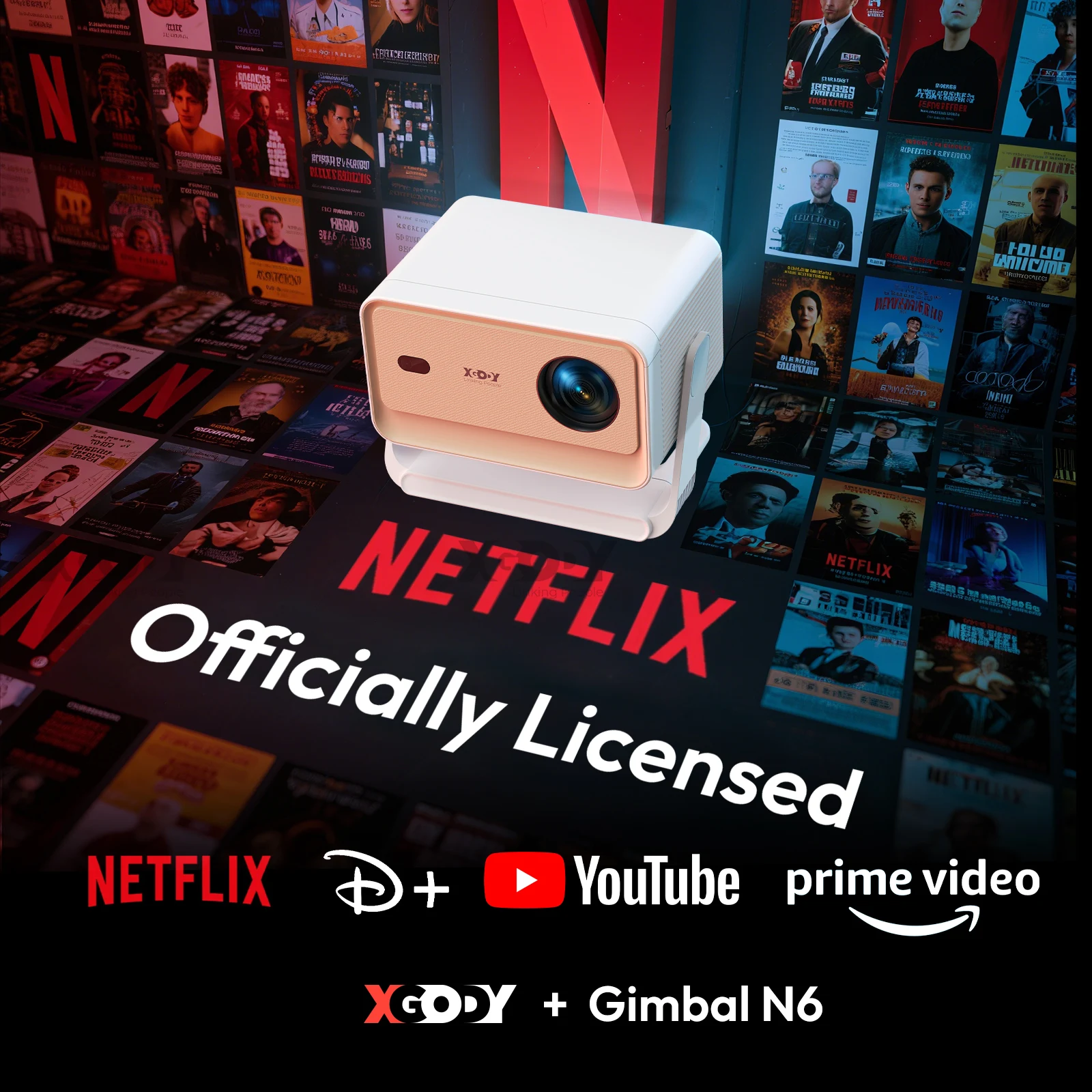 جهاز عرض XGODY 25000 لومن Netflix Official Whale OS التحكم الصوتي 4K 32GB FHD جهاز عرض مزدوج WiFi6 BT5.4 مسرح منزلي
