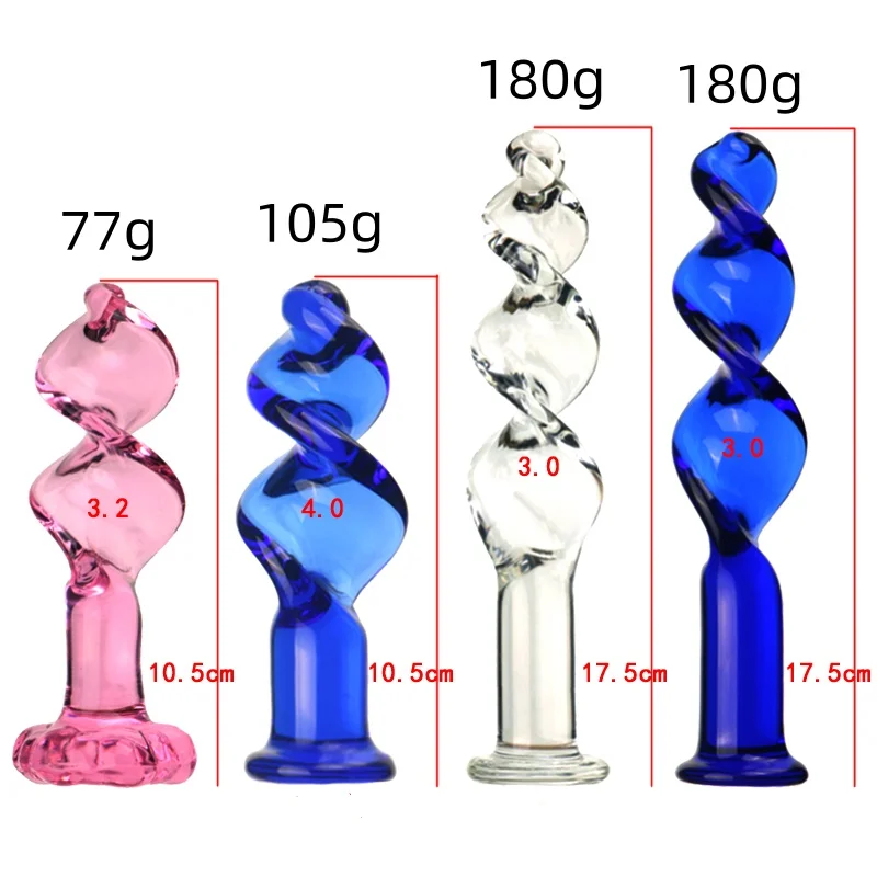 

VaHppy Glass anal plugs Pink/Blue 3.2-4cm Coarse thread Anal extension training stimulation Adult sex toys For gay girl Masturba