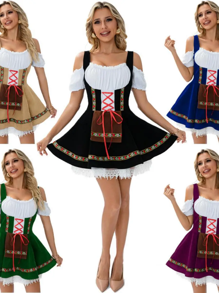 جديد loween Barmaid Dr حجم كبير مهرجان البيرة زي الملابس النسائية المرحلة العرقية زي مادة البوليستر