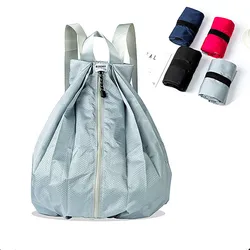 Large Capacity Nylon Backpack Unisex Waterproof Drawstring Backpack Fashionable Travelling Bag Simple Personality Schoolbag