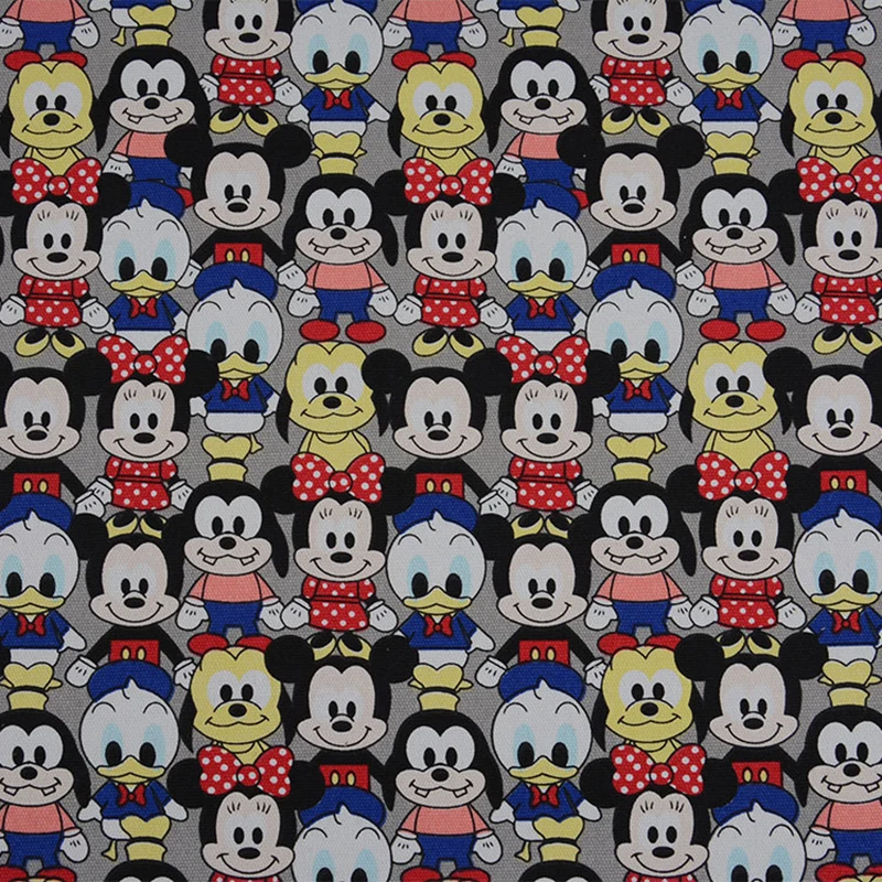 Cotton Canvas Fabric Print Disney Mickey By Yard,Sew Bags Tablecloth Shoes Fabrics,DIY Quilting Needlework Patchwork Tissu Tela