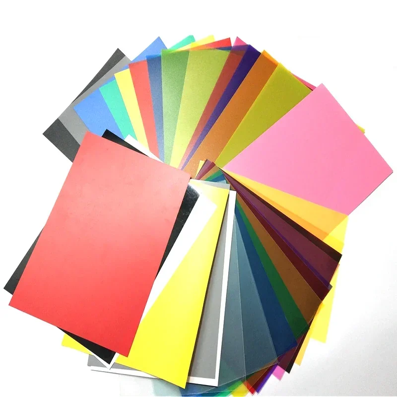 5pcs A4 210x297mm Vivid Colors PVC Translucent Plate Colorful Sheet Polycarbonate Frosted Plastic Thin Board Thickness 0.3/0.5mm