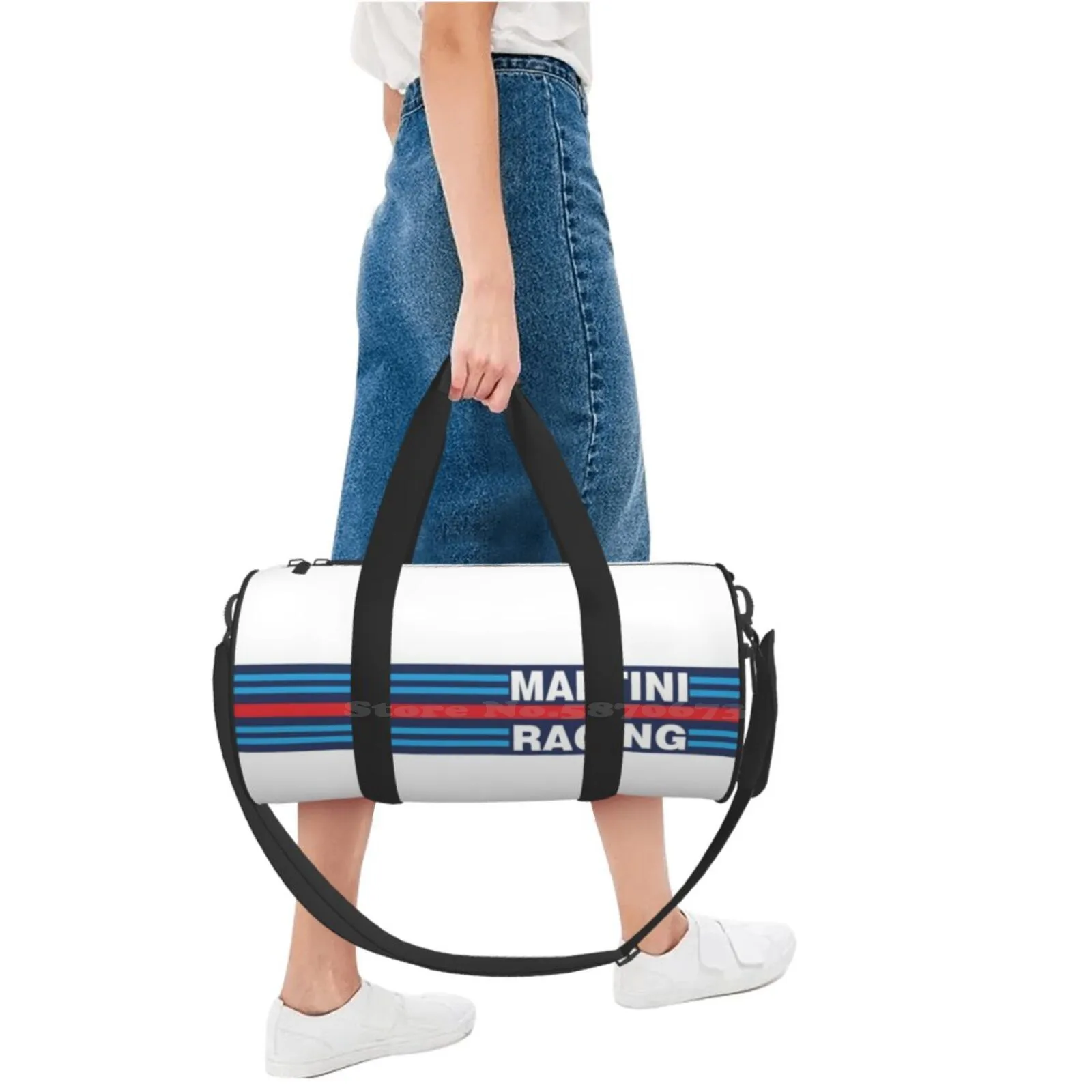 Martini Racing Totes Tas Bahu untuk Travel Handbag Tas Belanja I I Racing Equipment Abarth Scorpion Merah Hitam