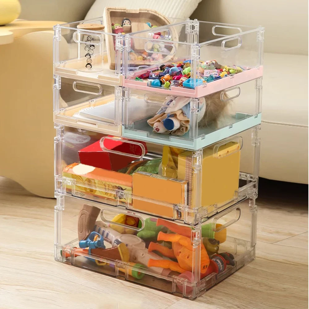 Transparent Desktop Cosmetic Storage Drawer Stackable Storage Box Acrylic Rack Sundries Snack Makeup Storage Basket Organizer