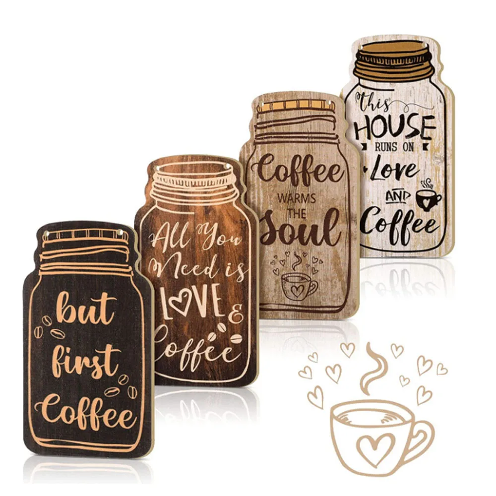 

8pcs Jar-Shaped Coffee Wooden Sign for Home, Cafe, and ShopDecor - Indoor Wall Hanging Plaque with Elegant Design and Quality Ma