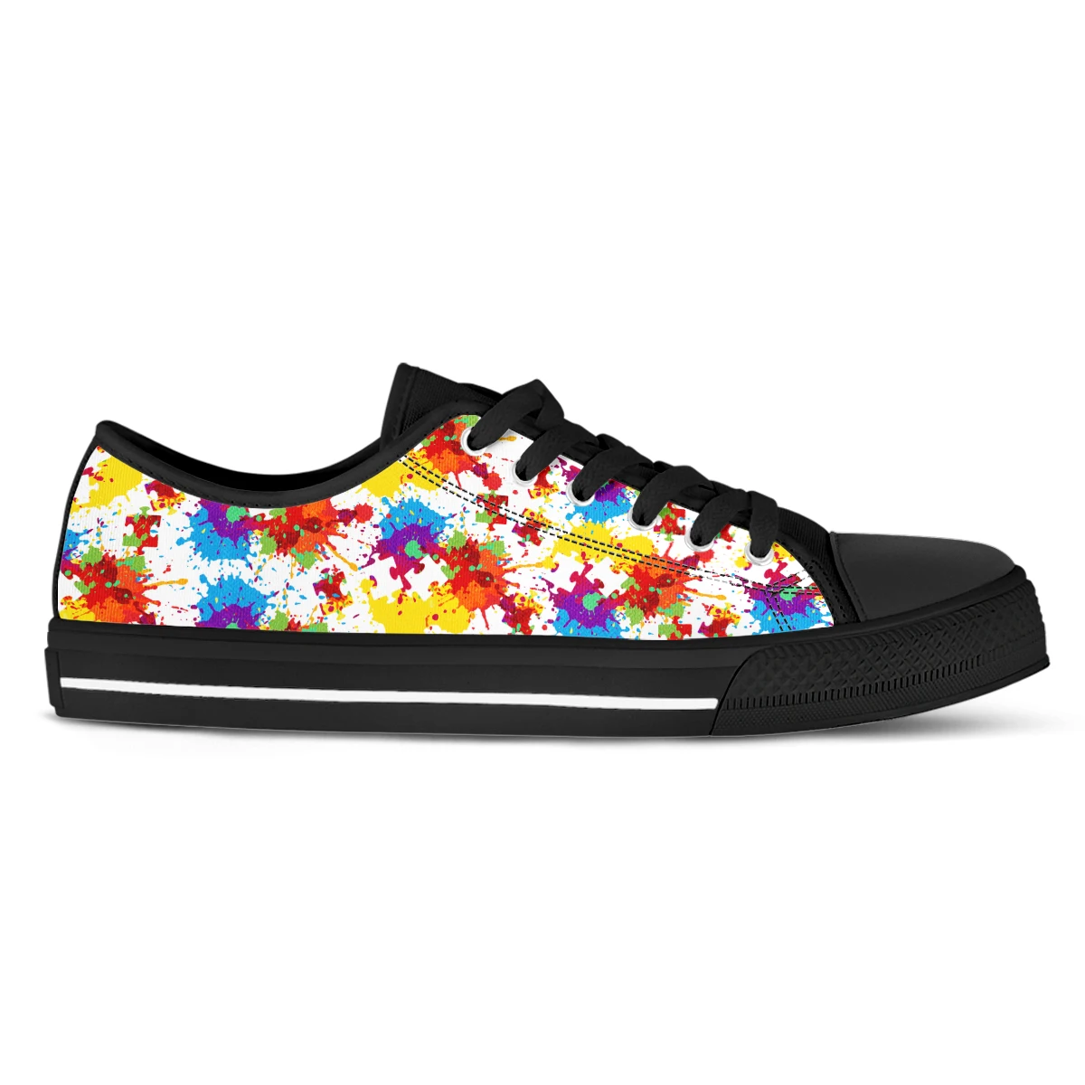 ELVISWORDS New Iridescent Graffiti Inha Black Soft Sole Classic Ladies Vulcanized Shoes Soft And Comfortable Casual Shoes image 4