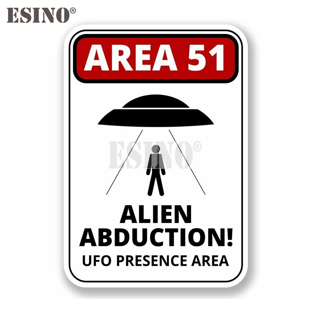 Car Styling Creative Funny Warning UFO Area 51 Alien Abduction Cartoon PVC Decal Waterproof Car Body Sticker Pattern Vinyl