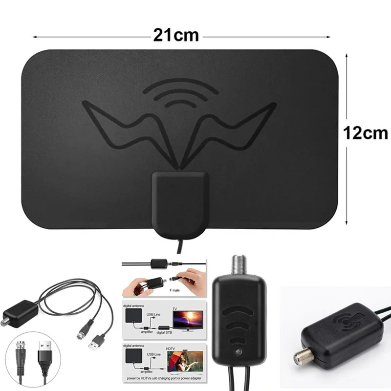 هوائي التلفزيون الرقمي الداخلي ATSC استقبال HDTV طويل المدى معزز للإشارة وجهاز استقبال القناة الواضحة #2