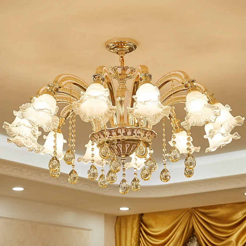 Modern Parlor Large Crystal Ceiling Chandeliers Church Living Dining Room Pendant Lamps Led Lustre Fixture Lighting E14 Lamparas