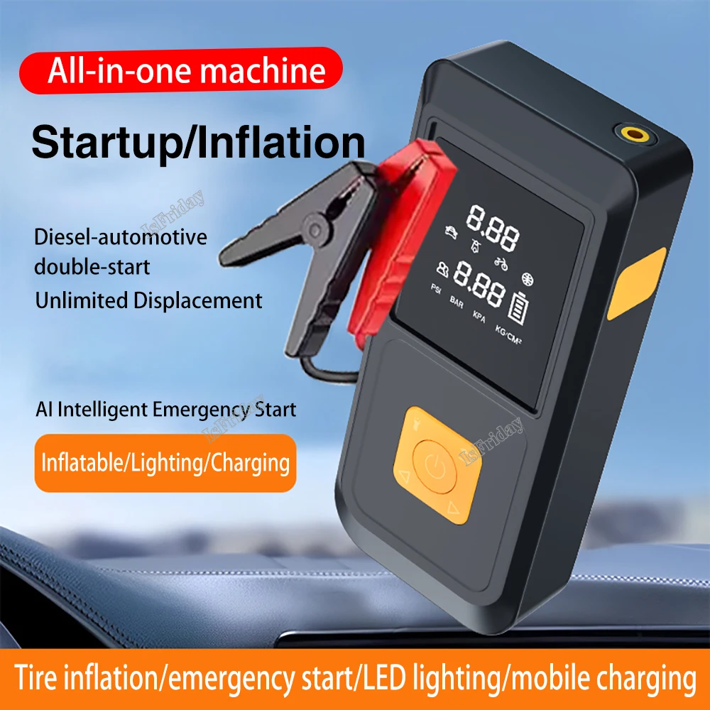 120000mAh Car Jump Starter & Inflator Pump 150PSI Air Pump 4 In 1 Multi-functional Portable Battery Charge Jump Starter