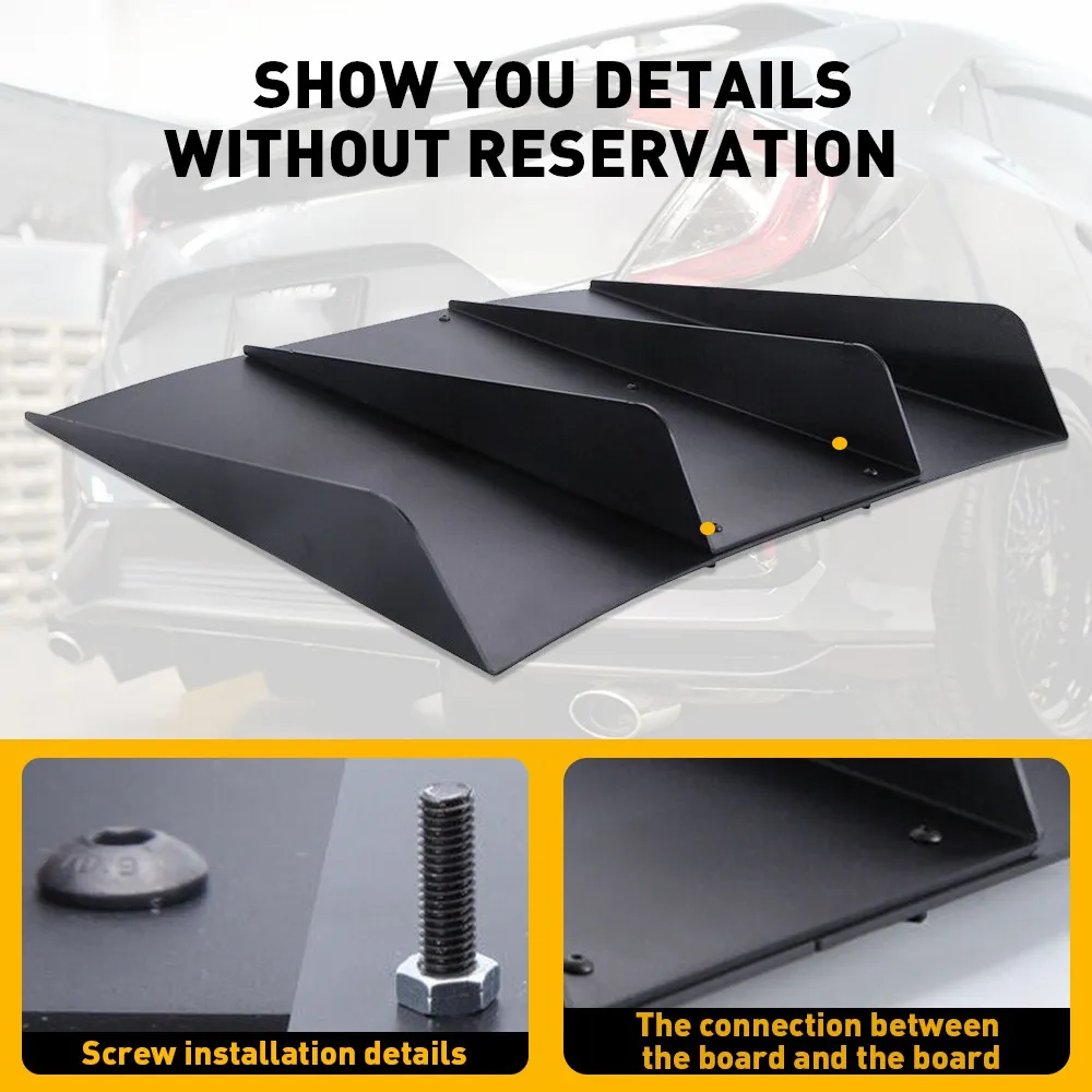 Universal Rear Diffuser Fins Bumper Splitter Chin Spoiler Lower Lip Spoiler Diffuser Gloss Black Car For Dodge Challenger