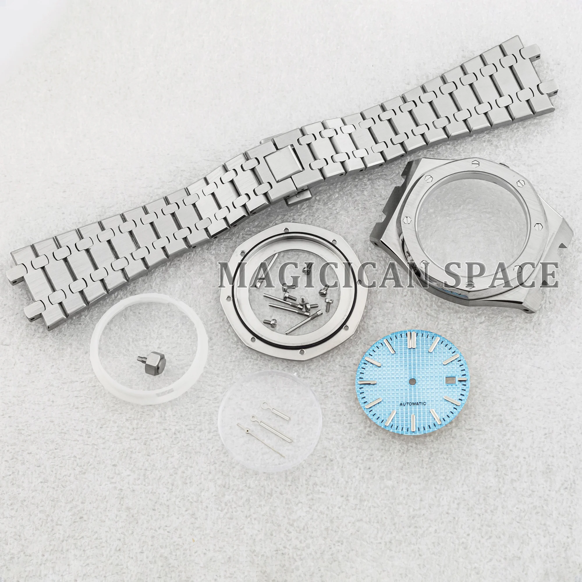 41mm NH35 Watch Case 31.8mm Dial Hands Stainless Steel Bracelet Strap for Oak NH35 Automatic Mechanical Movement Parts Assemble