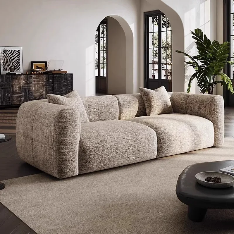 Medieval style big white fabric sofa straight row retro style cream style high-end sofa combination