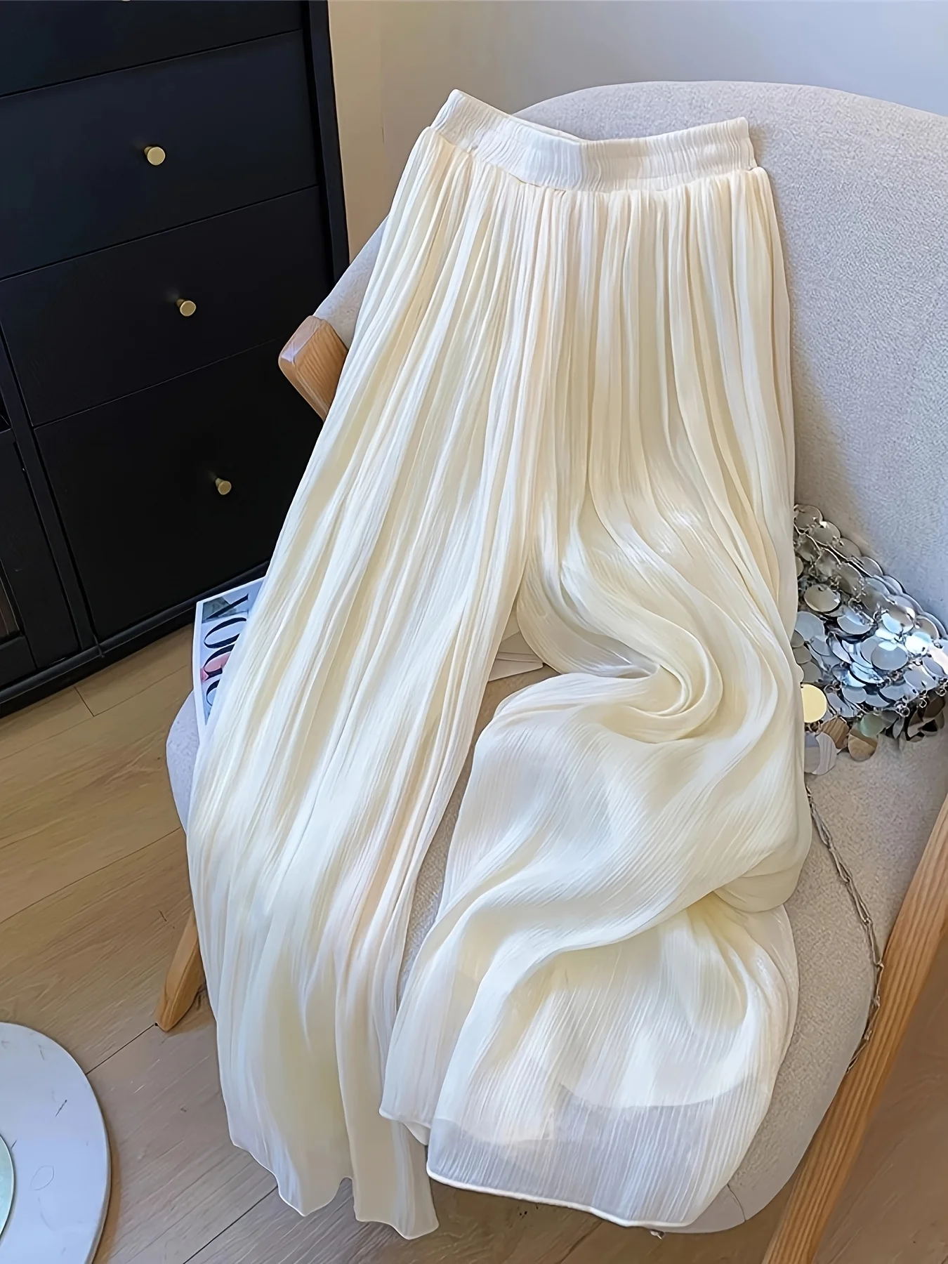 Solid Color Elegant Wide-Leg Pants Suitable for All Seasons