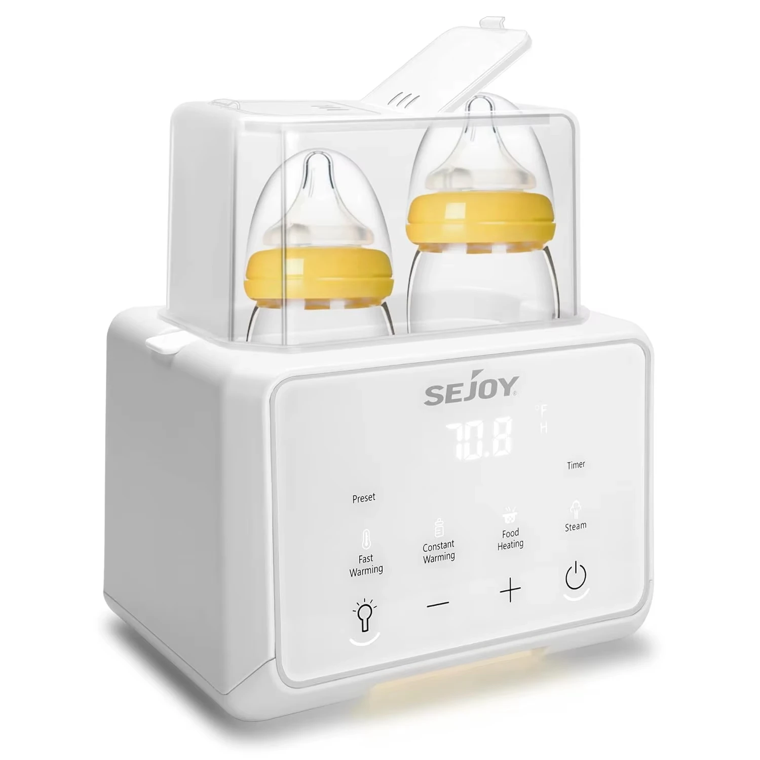 SEJOY Flessenwarmer, 6 in 1, moedermelk- en formulemelkverwarmer, babyvoedingverwarming, babywaterverwarmer, benodigdheden voor borstvoeding