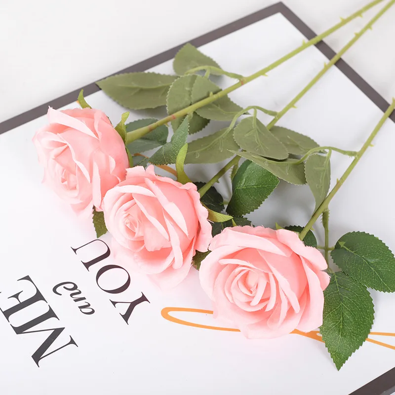 5 Stück künstliche Rosenblüten aus Seide, langer Zweig, Blumenstrauß, Hochzeit, Zuhause, Zimmer, Tischdekoration, gefälschter Pflanzenkranz, Zubehör – Detail 11