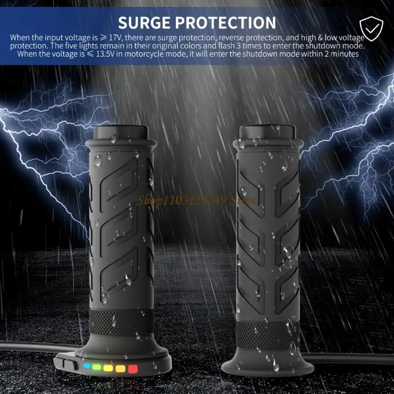 Motorcycle Electric Bike Handle Grips Heated 5 Level Adjustment Universal Application Heated Grips with Memory Function
