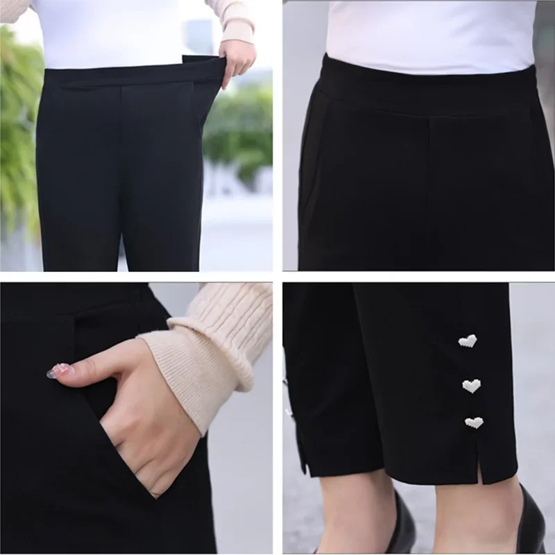 Office Formal Plus Size Pants For Women 7XL 6XL 5XL 4XL White Straight Girls High Waisted Lady Black Work Spring Summer Trousers