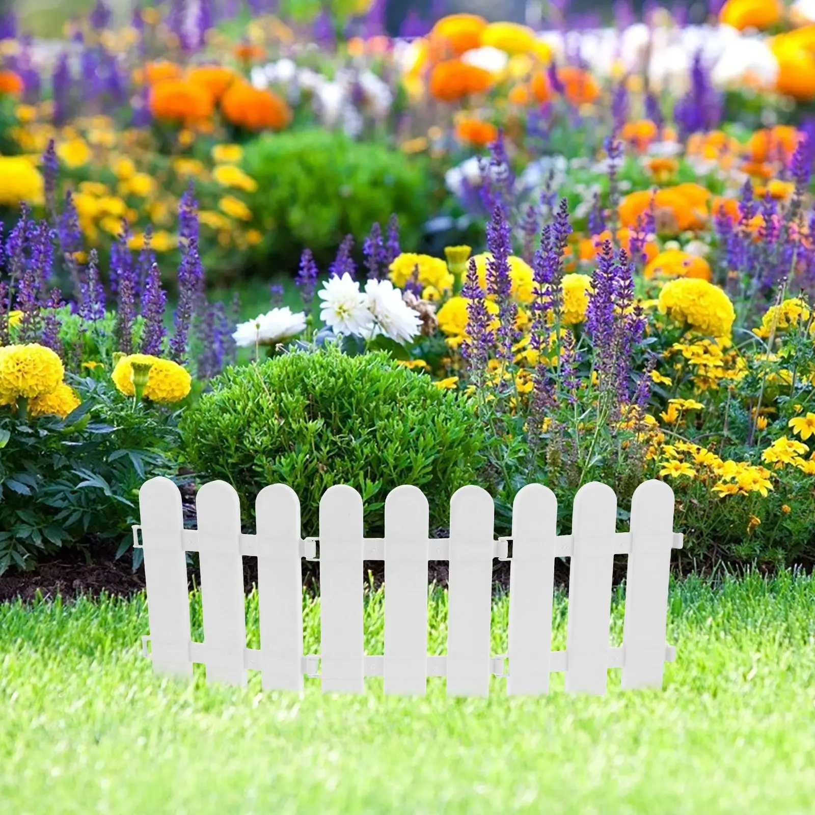 

10 Pcs White Guardrail Plastic Garden Fence Yard Edge Portable Flower Bed Path Fence Lovely Christmas Tree Decorations