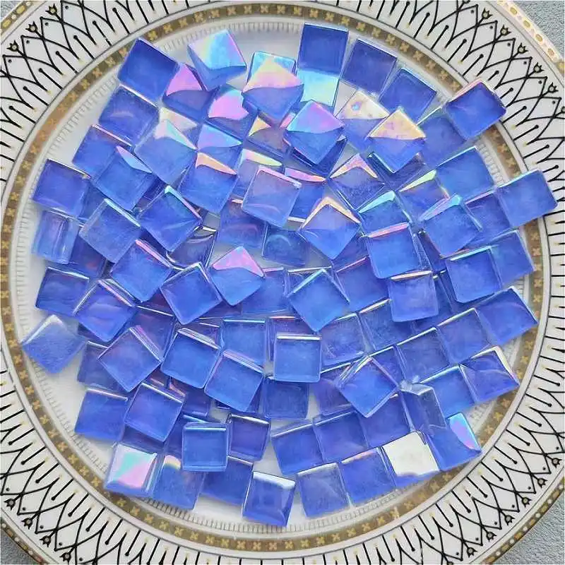 

100g Taobao mixed Mosaic Pieces Assorted Color Square Glitter Glass Mosaic Tiles for DIY Crafts Supplies 17