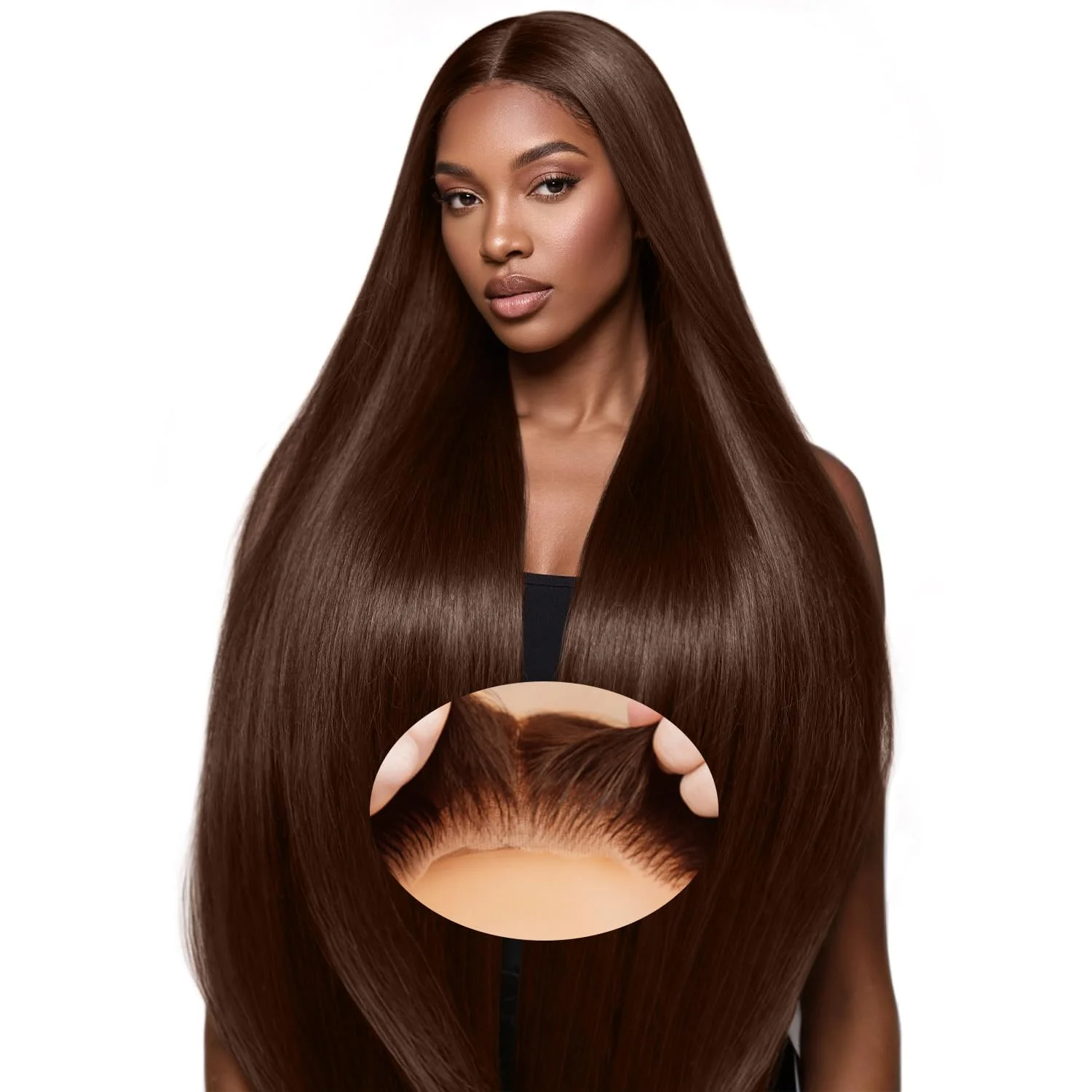 HD Transparent 5X5 Straight Lace Front Wig Wear to Go Glueless Wig Brown PrePlucked Lace Frontal Wig Human Hair Wigs For Women