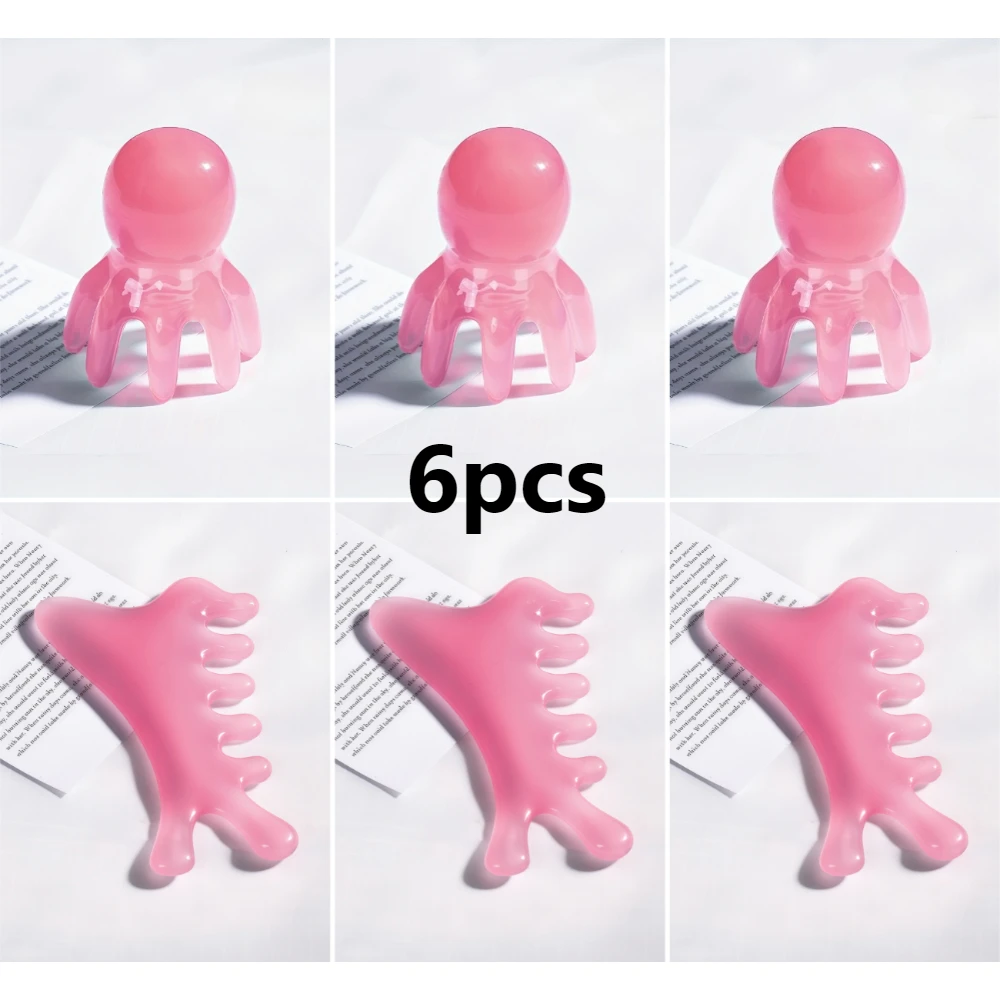 Peignes de massage Octopus et Peignes de massage Dolphin, Masseur de méridiens, Peigne à points d'acupression pour le cuir chevelu, Peigne de raclage à dents larges de style portable