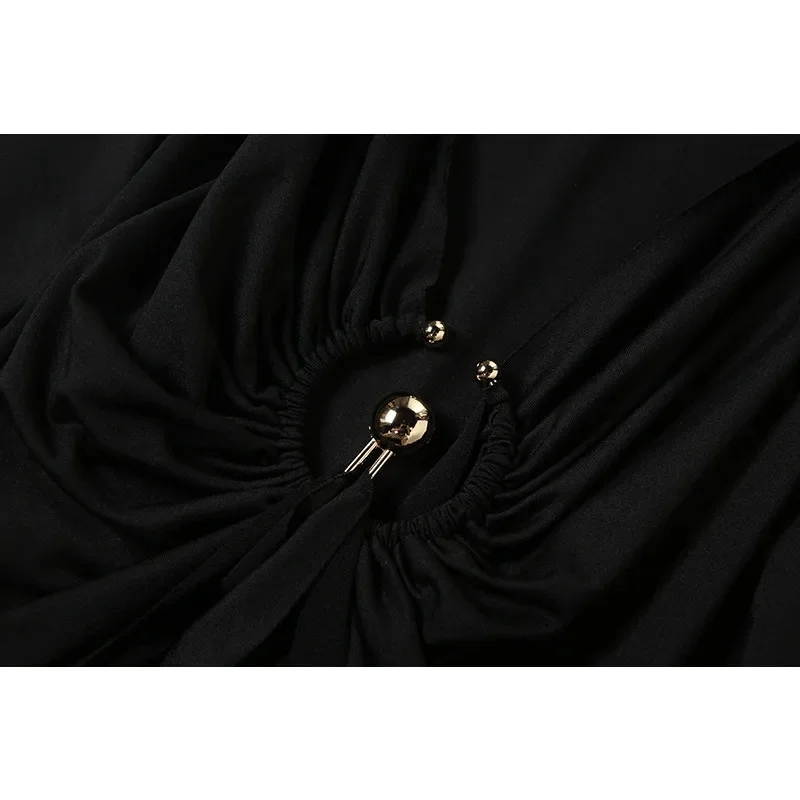 Autumn Slim Fit Women’s Dress Draped Maxi Gown With Long Sleeves And Stylish Ruched Detail Elegant Outfit For Formal Events New