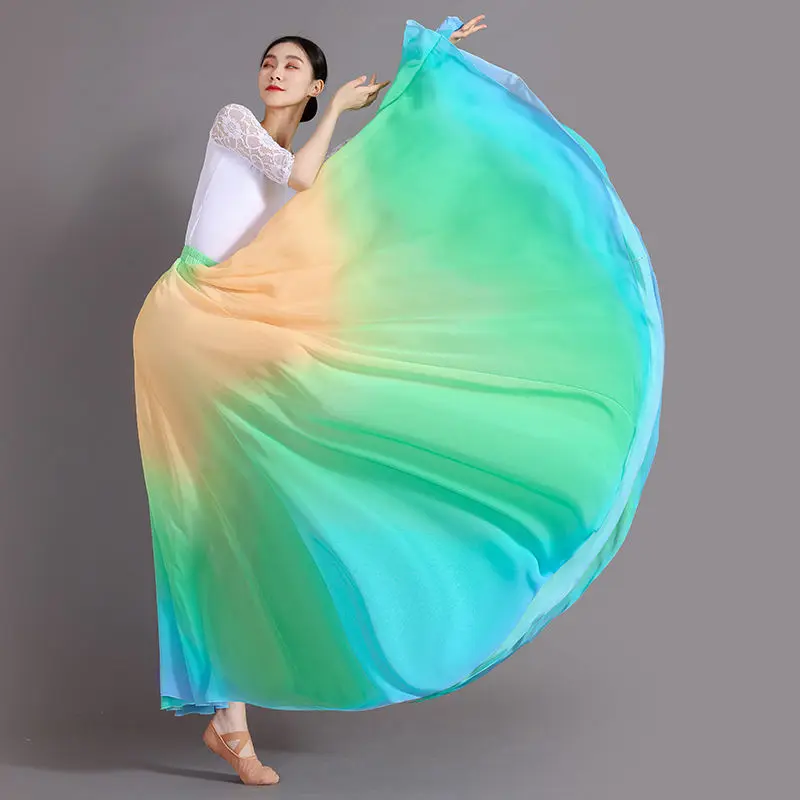 11 Colors Flowing Long Skirt 720 Degree Gradient Belly Dance Skirt Women Classical Dance Performance Costume Sun Skirt