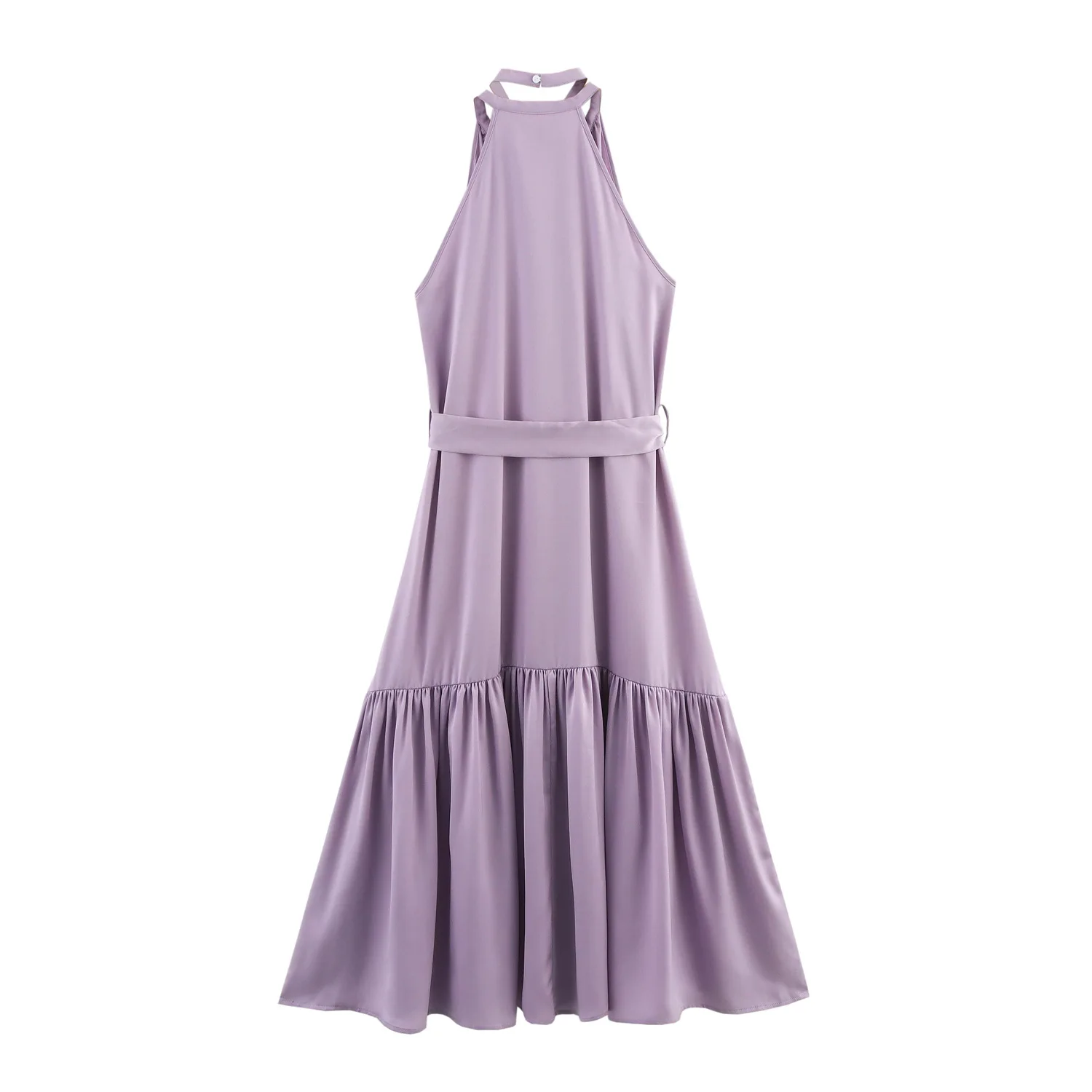 

2025 Summer Hanging Neck Temperament Waist Dress New Women's Dress Retro Style Fashionable High End Temperament Simple Hollow