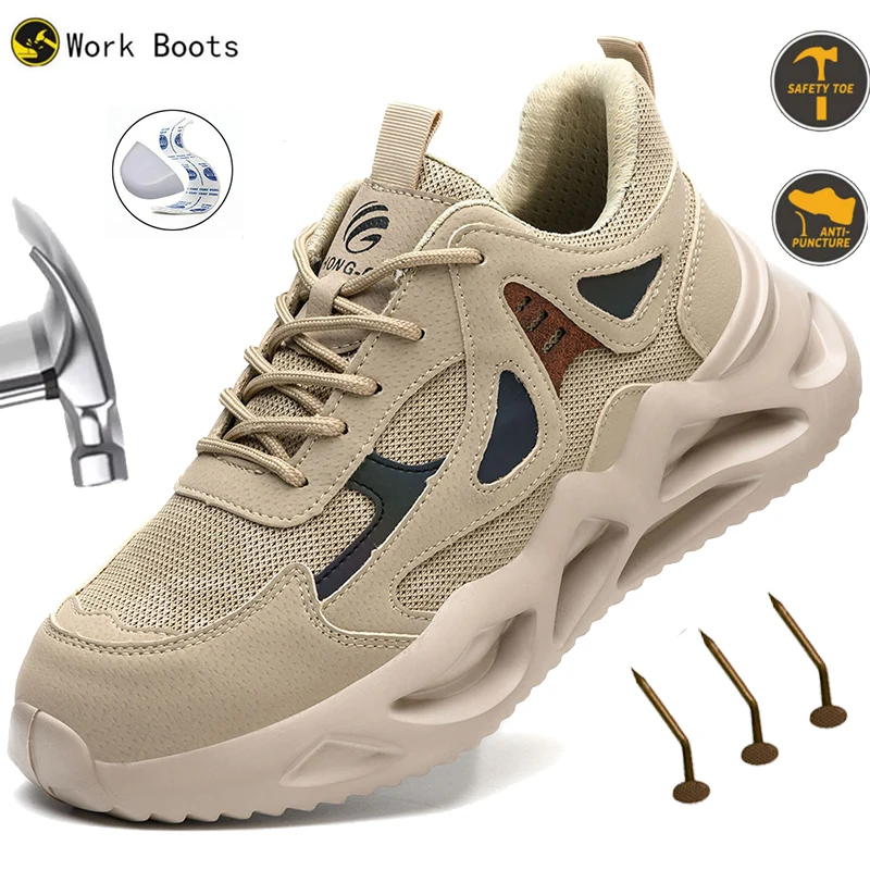 

Lightweight Breathable Safety Shoes Men Women Work Shoes Steel Toe Cap Working Boots non-slip Sneakers anti piercing shoes