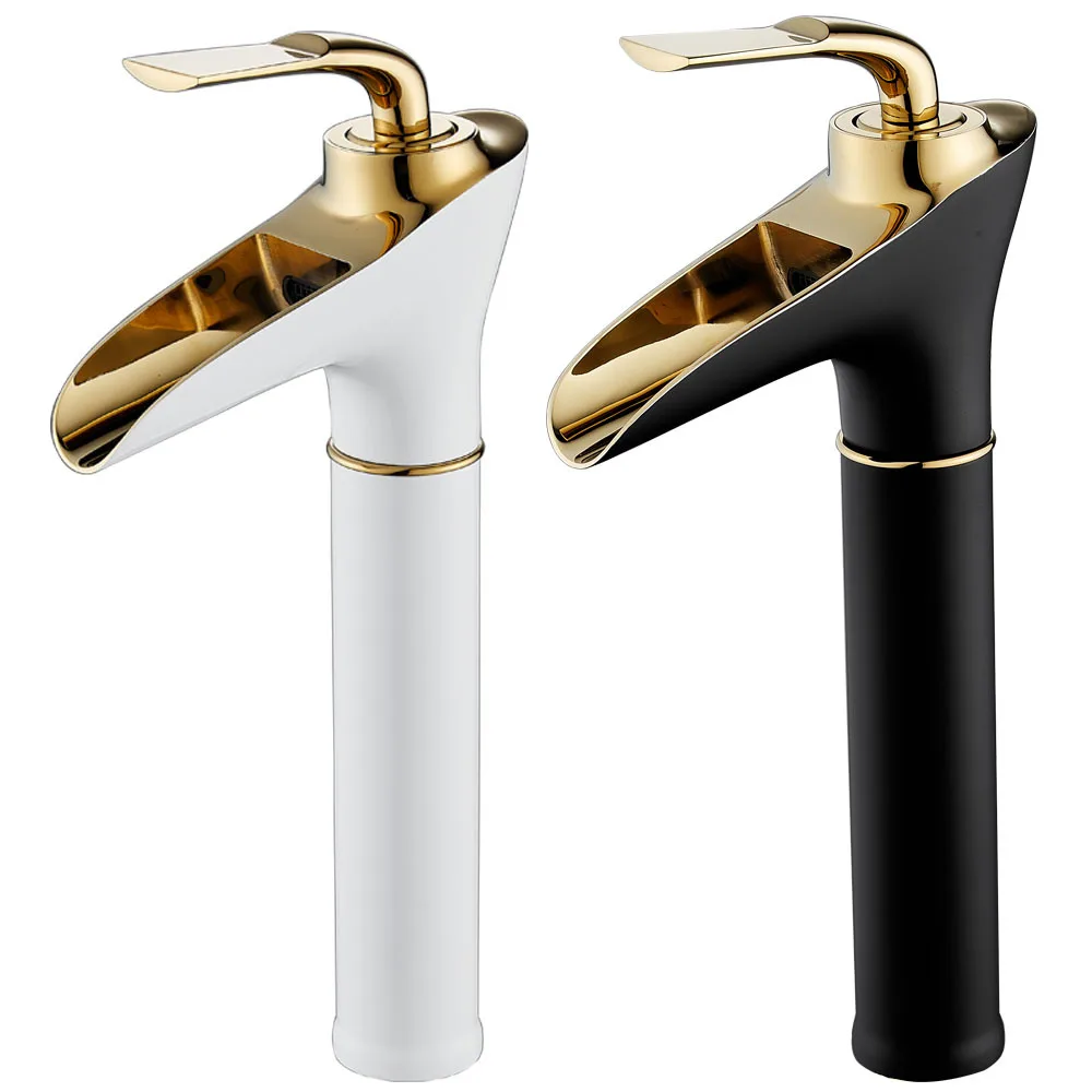 

Bathroom Basin Faucet waterfall Style hot and cold Crane Brass Single Lever Sink mixer Gold Black Chrome Tap