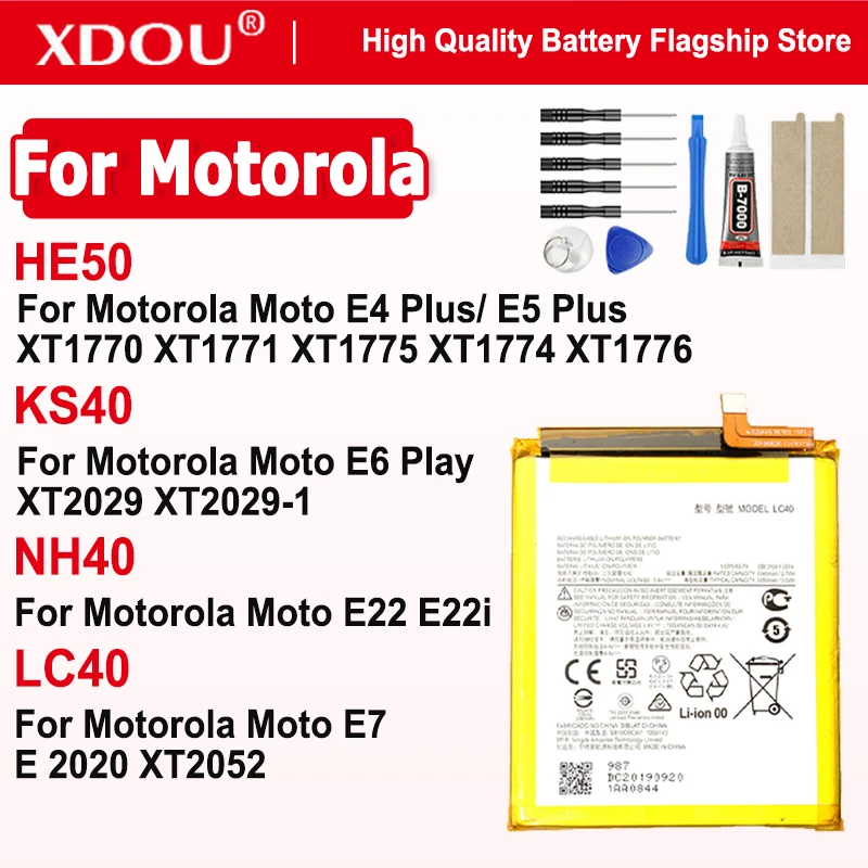 Battery HE50 KS40 NH40 LC40 For Motorola Moto E4 E5 PLUS  XT1774 XT1776 E6 Play E22 E22i E7  E 2020 XT2052 Phone Batteries+Tools