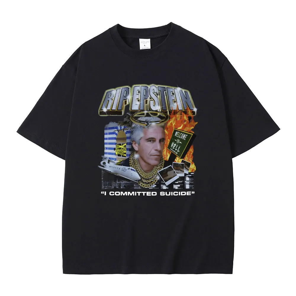 

Jeffrey Epstein I Committed Suicide Graphic T Shirt Men's Fashion Casual Short Sleeve T-shirt Men Soft Cotton Oversized T-shirts